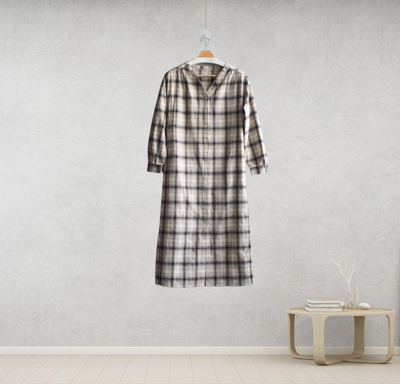 Check cotton shirt dress