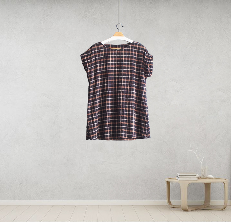 Cotton and linen plaid top (two colors)