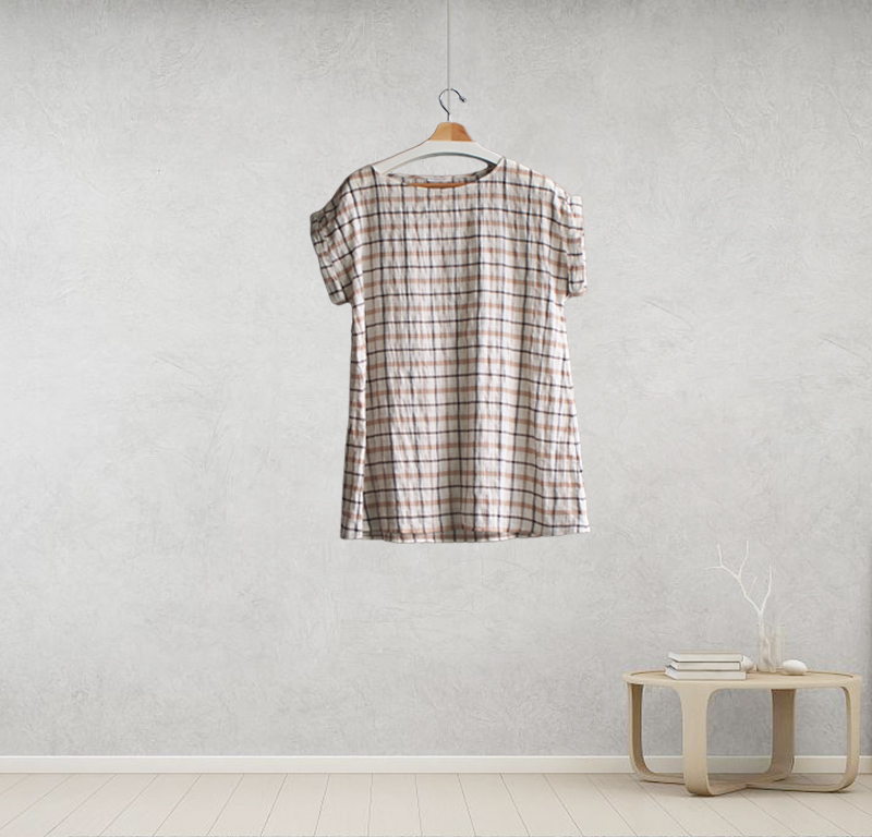 Cotton and linen plaid top (two colors)